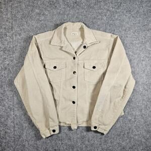 POL Anthropologie Womens Cropped Raw Hem JFT399 Ivory Jacket Size Medium